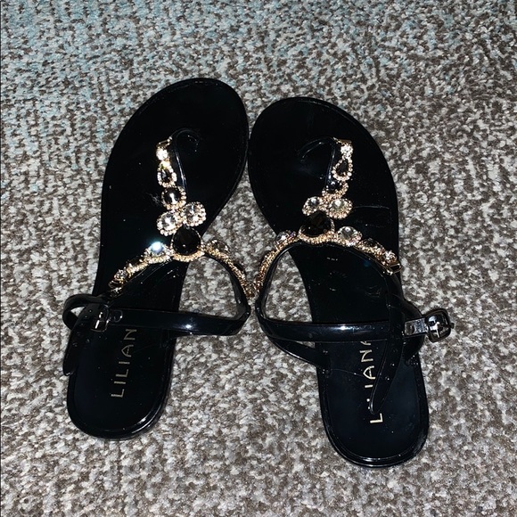 Black jeweled sandals - Picture 6 of 6